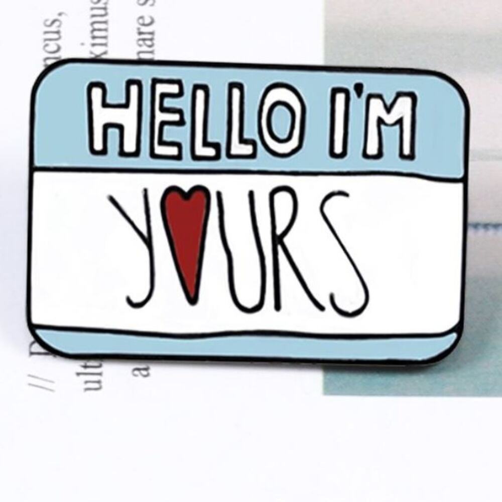 Hello - I'm Yours Heart Name Tag Pin Brooch